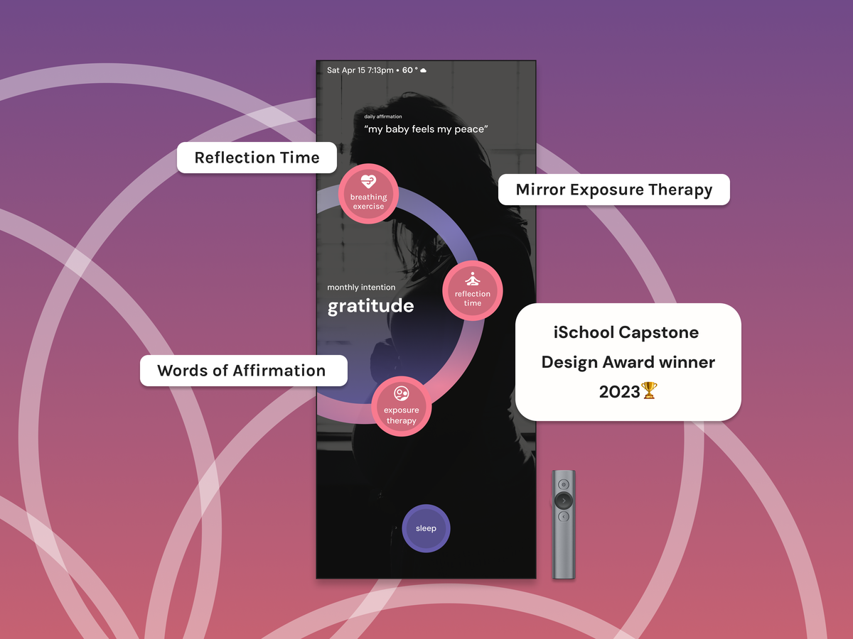Reflect smart mirror showing affirmation, intention and therapy sessions
