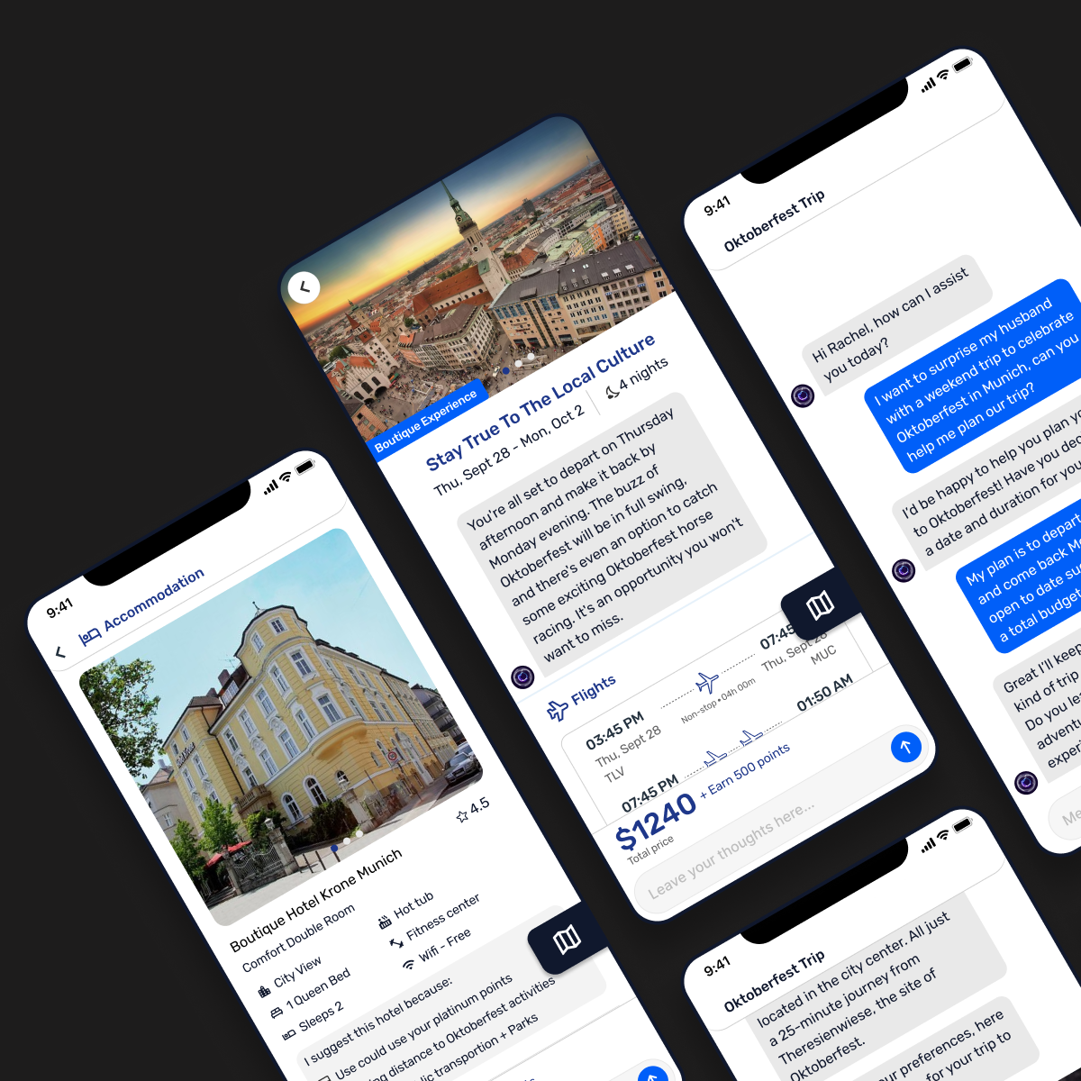 Via.ai app and WhatsApp mockups